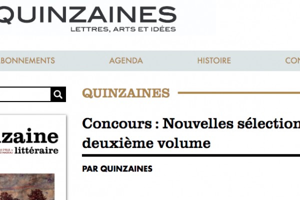 Ma nouvelle publiée sur l'édition électronique de QUINZAINES