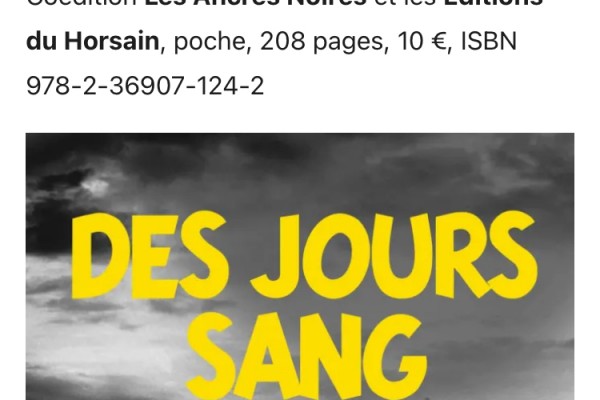 Parution du receuil Des Jours Sang